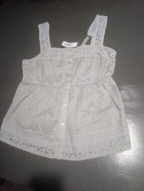 Torrid Size 0 (12) Cotton Button Front Lace Inset Cami In Wrought Iron NWT